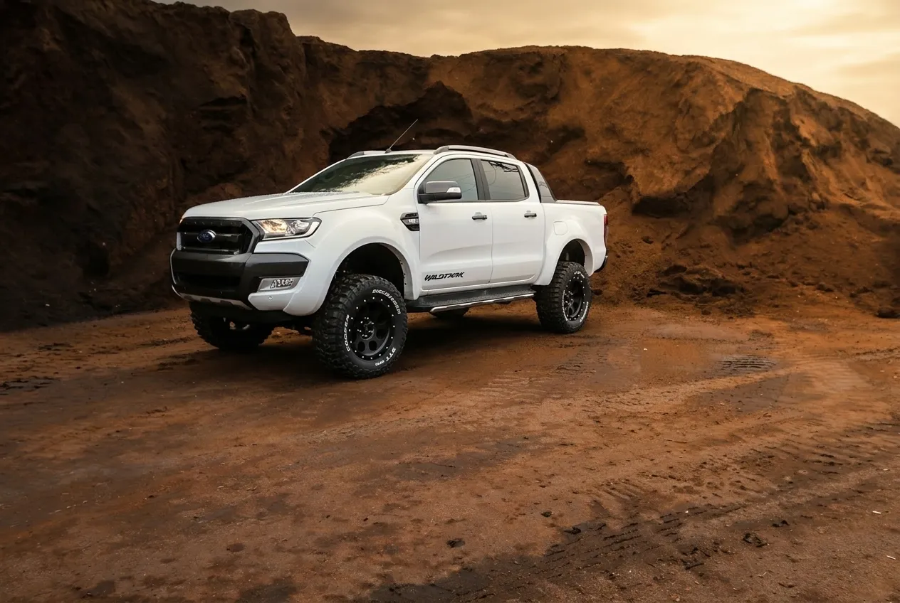 Weißer Ford Ranger Wildtrak (bis 2022) von Michaelis Tuning im Steinbruch